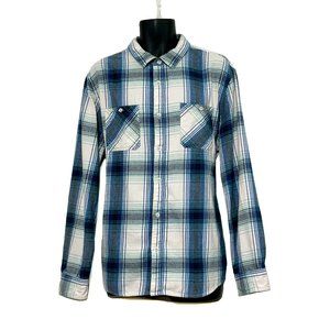 Urban Pipeline Mens LS Button Up Blue & White Plaid Flannel Shirt 2 Pkt Size XXL